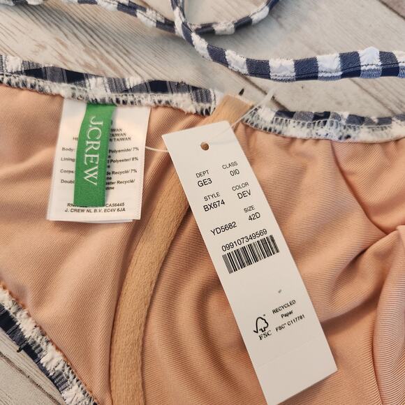 J. Crew 1993 Underwire Bikini Top in Gingham Size 42D NWT - Picture 5 of 8